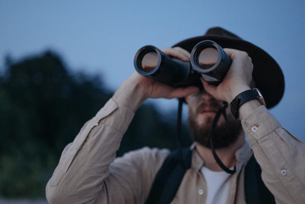 ecologist with binoculars